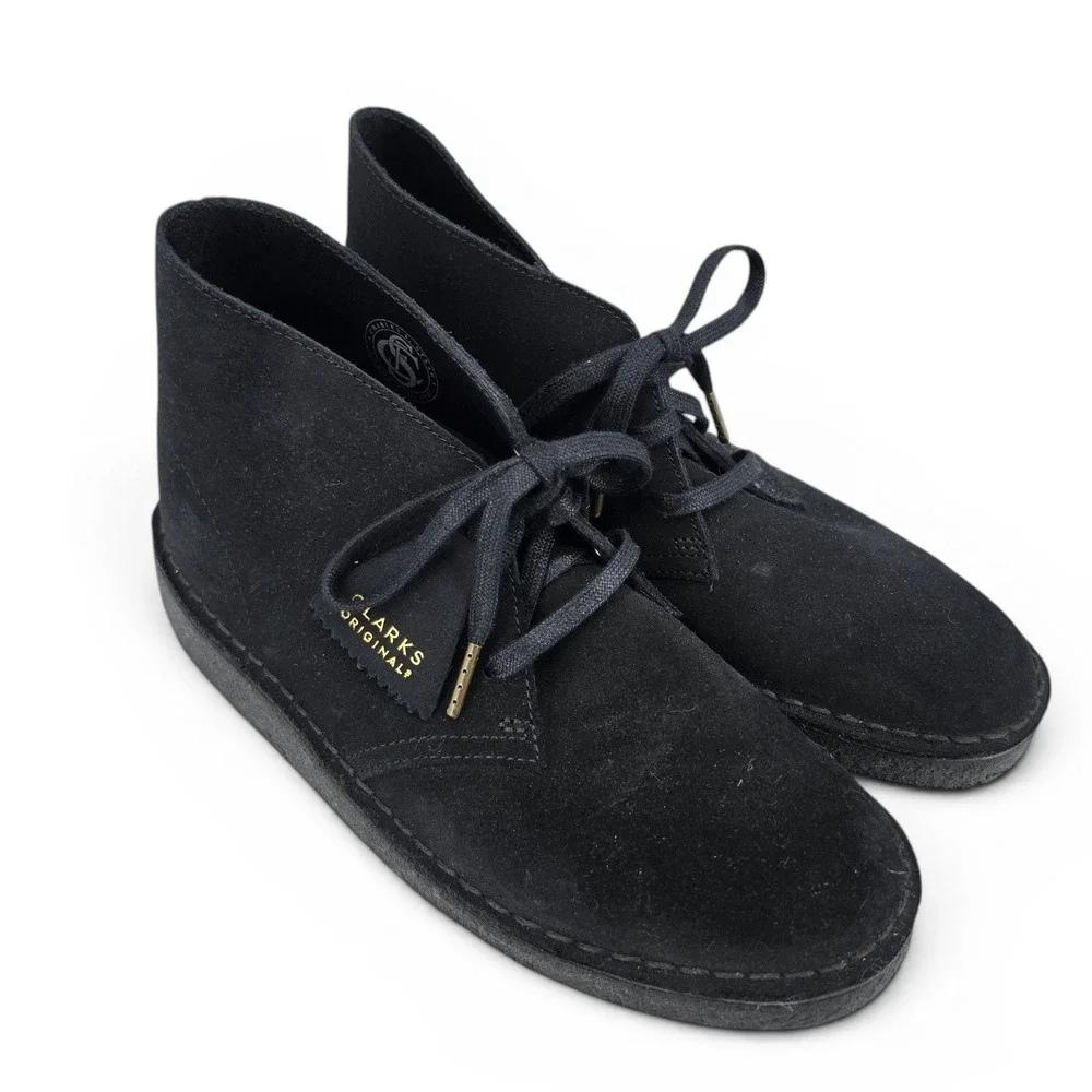 Clarks Originals Desert Coal Boot Black Suede Chukka Mens 8 Classic Crepe Casual